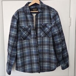 Burton Tech Insulated Flannel Shirt Blue Plaid Size Medium